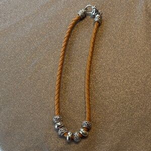 Brighton Tan and Silver Braided Necklace